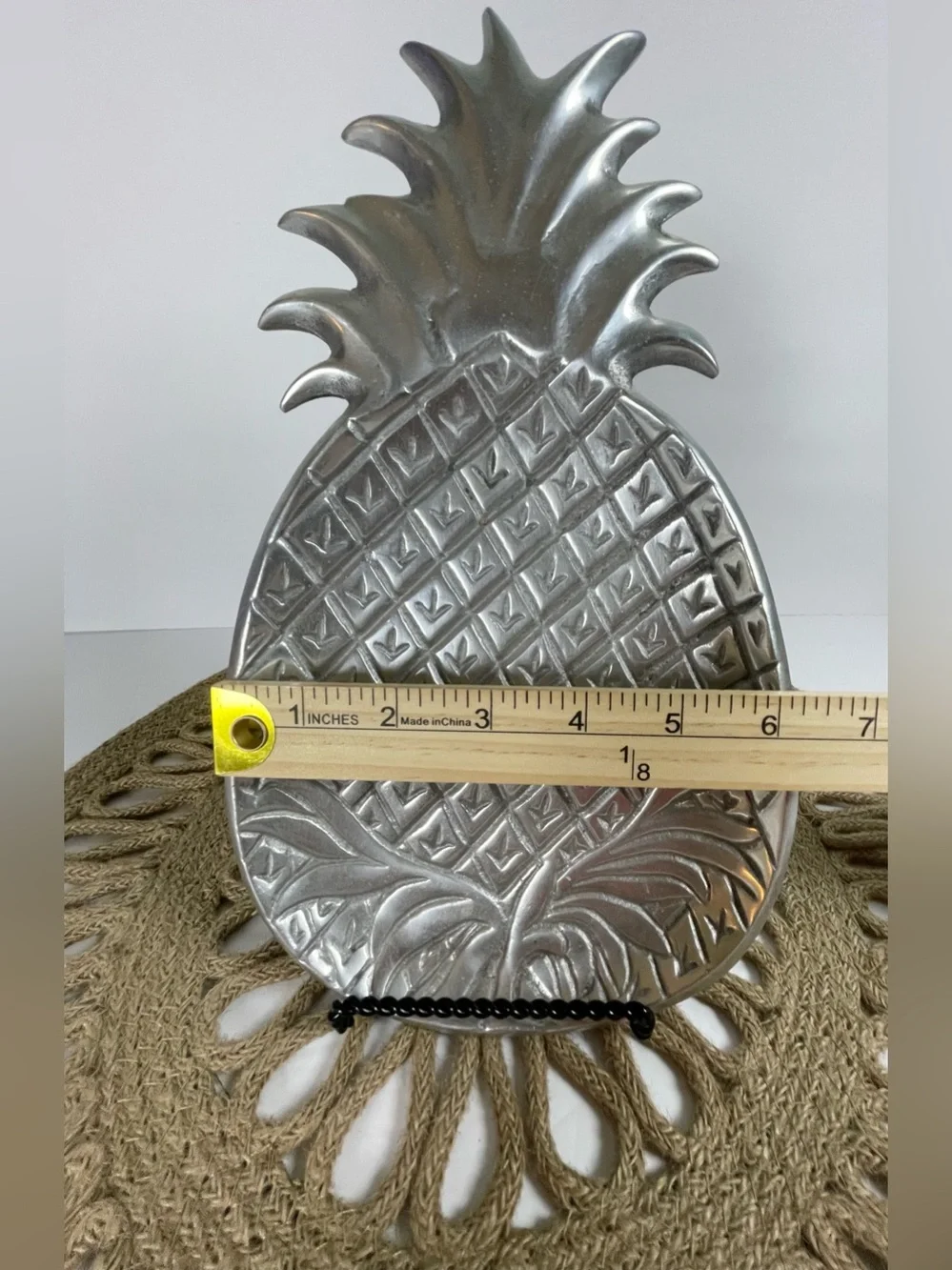 Vintage IHI Pewter Pineapple Serving Tray Made in India Tropical Decor 11”